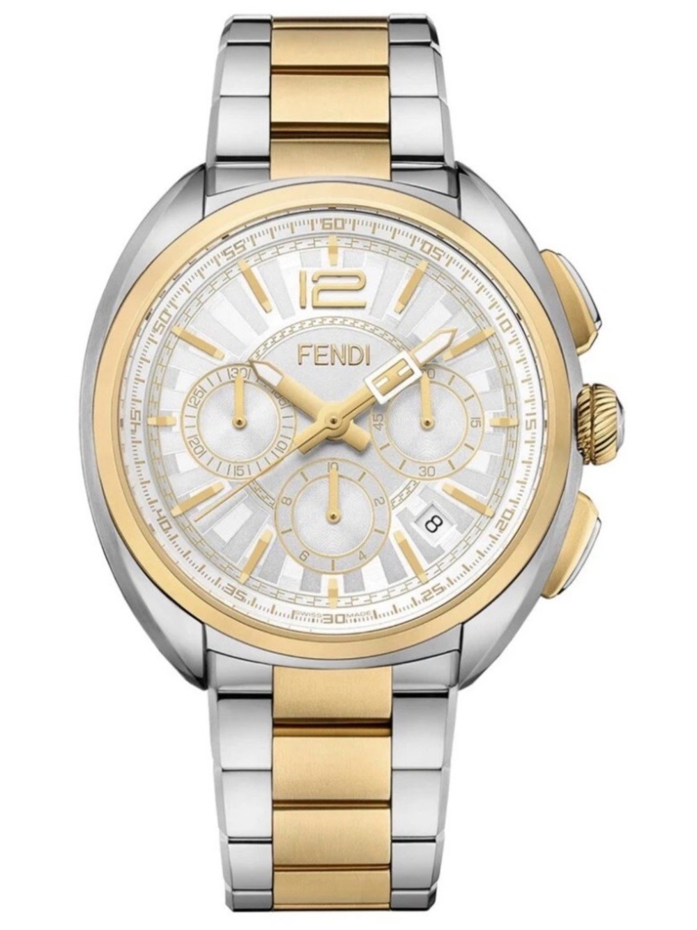 Fendi Two-Tone Gold and Silver Stainless Chronograph Watch